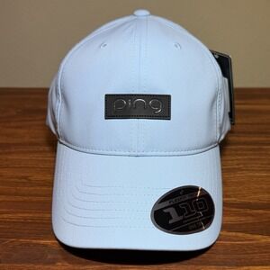 Ping Flex Fit Tech 110 PGA Tour Golf Hat Adjustable Cap Light Blue NEW